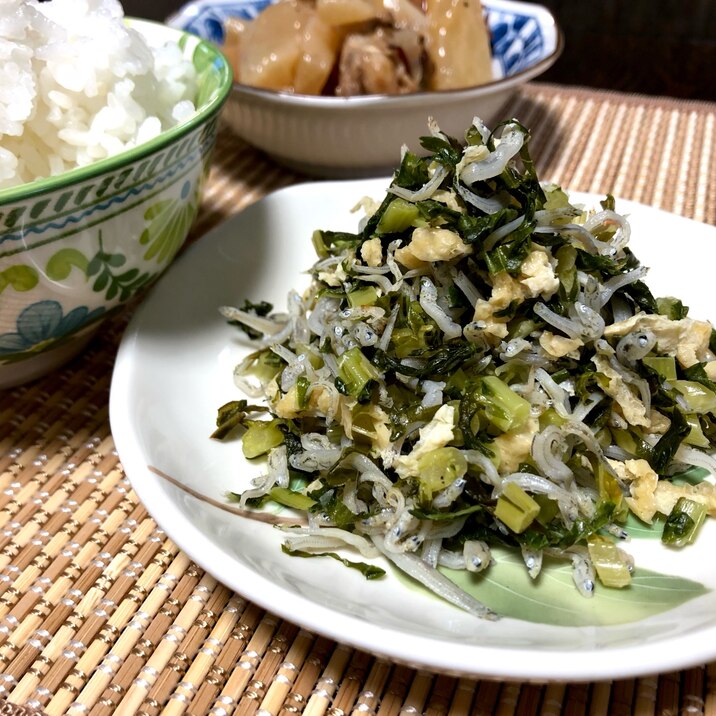 麺つゆで簡単❤️大根葉のじゃこ炒め